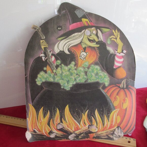 😱 4 Halloween Posters, Vintage, Witches, Skeleton, Ghost, Pumpkin, Caldron 👻 - Picture 8 of 13